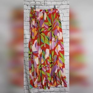 Lulu's Shades of Summer Multi Flyaway‎ Wide Leg Pant Size Large